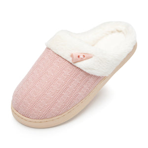 NineCiFun Women's Slip on Fuzzy Slippers Outdoor House Slippers Cotton Knit