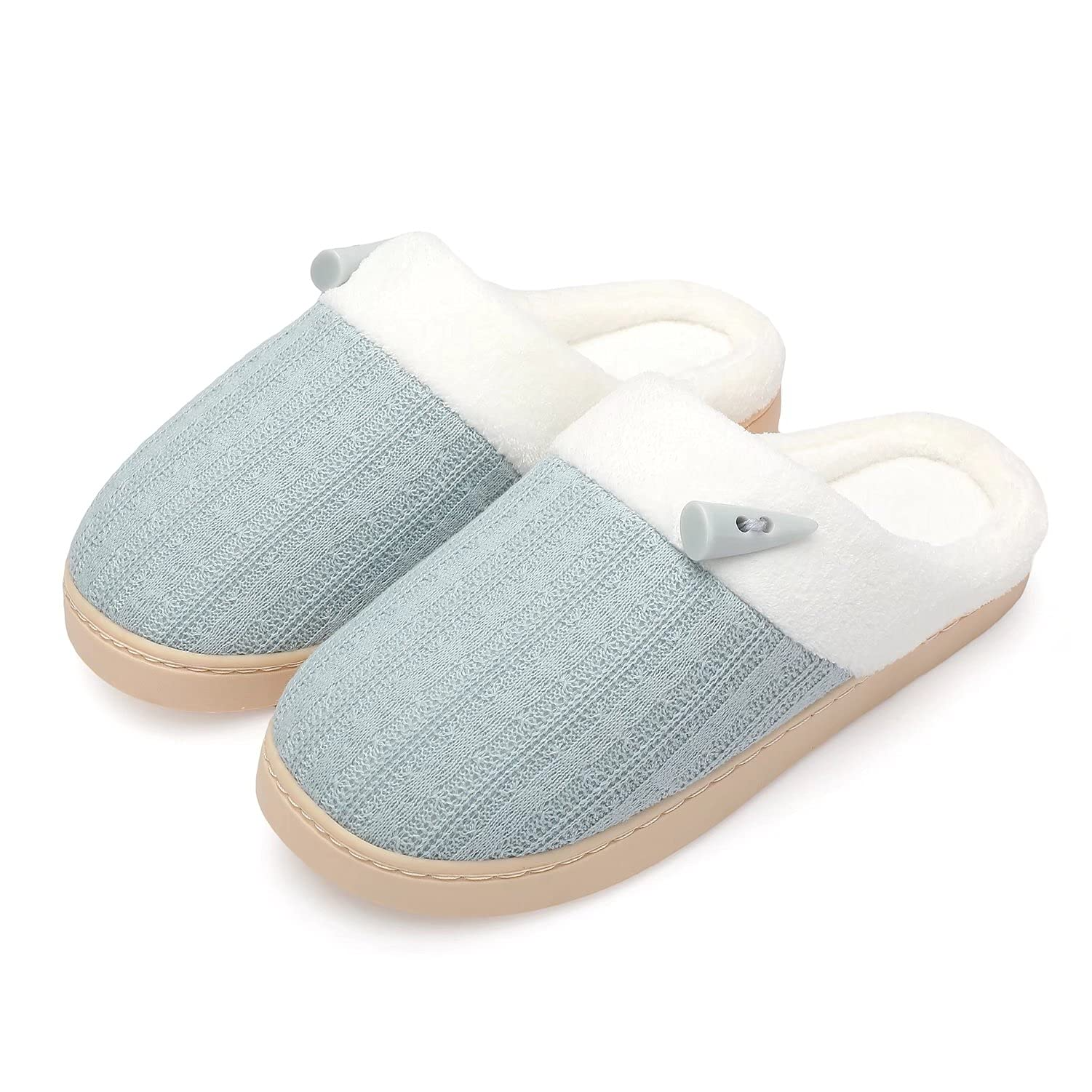 Aueoeo Womens House Slippers Soft Cotton Indoor Slippers Slip-on Memory  Foam Bedroom Slippers Home Shoes